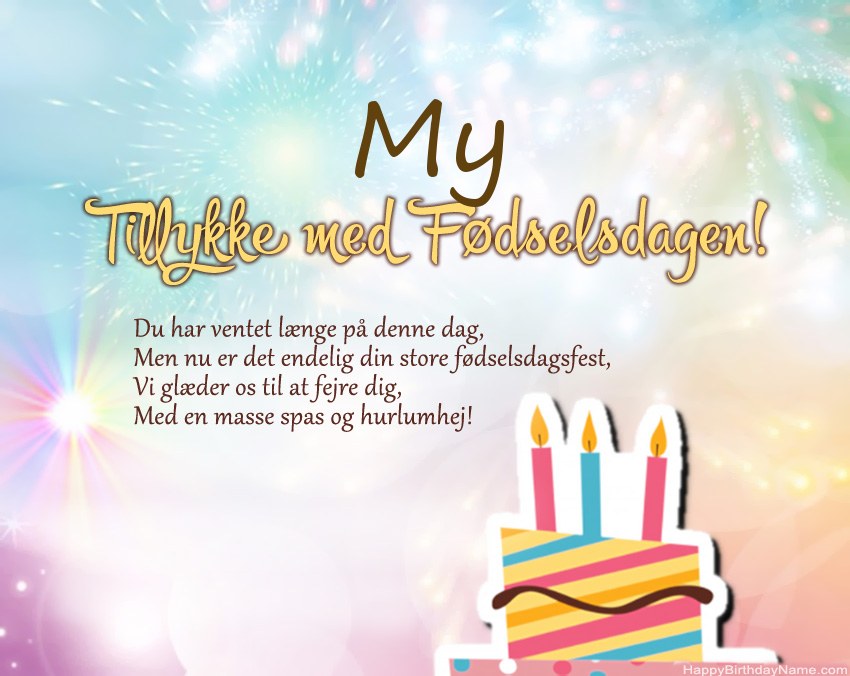 Tillykke med fødselsdagen My i vers