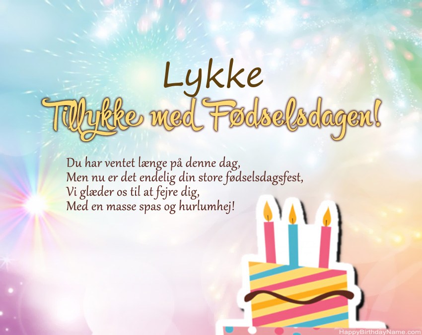 Tillykke med fødselsdagen Lykke i vers