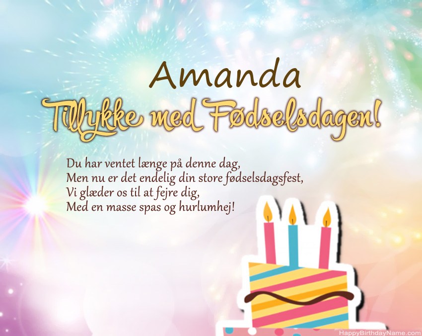 Tillykke med fødselsdagen Amanda i vers