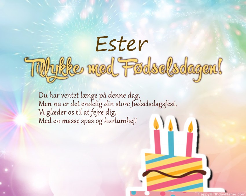 Tillykke med fødselsdagen Ester i vers