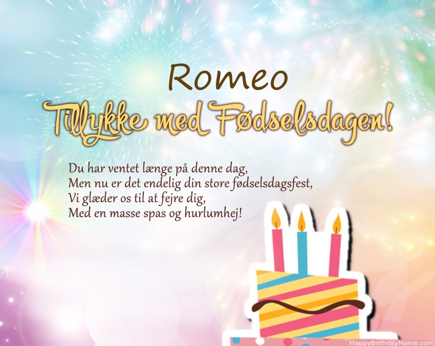 Tillykke med fødselsdagen Romeo i vers