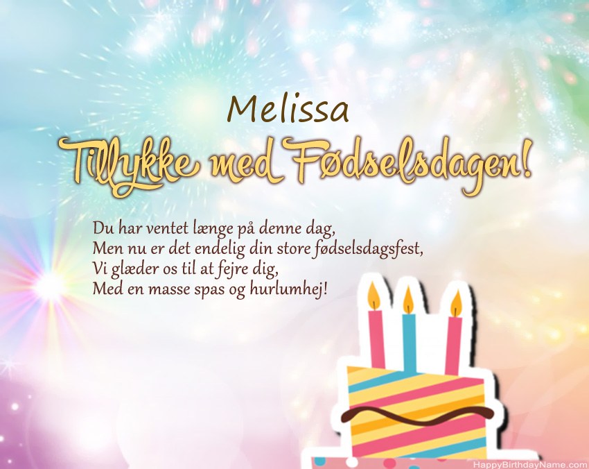Tillykke med fødselsdagen Melissa i vers Tillykke med fødselsdagen Melissa i vers