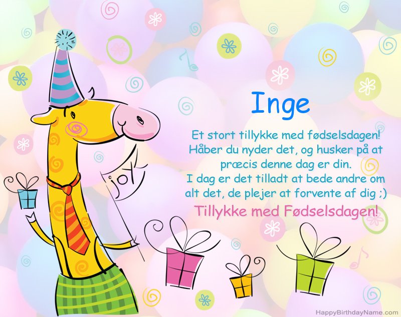 Børns lykønskning med tillykke med fødselsdagen til Inge Børns lykønskning med tillykke med fødselsdagen til Inge