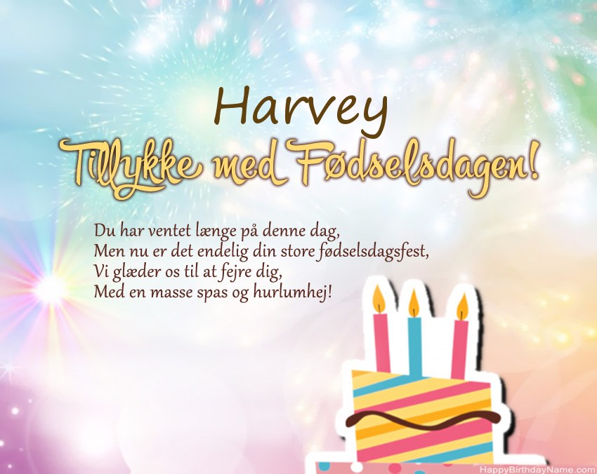 Tillykke med fødselsdagen Harvey i vers Tillykke med fødselsdagen Harvey i vers