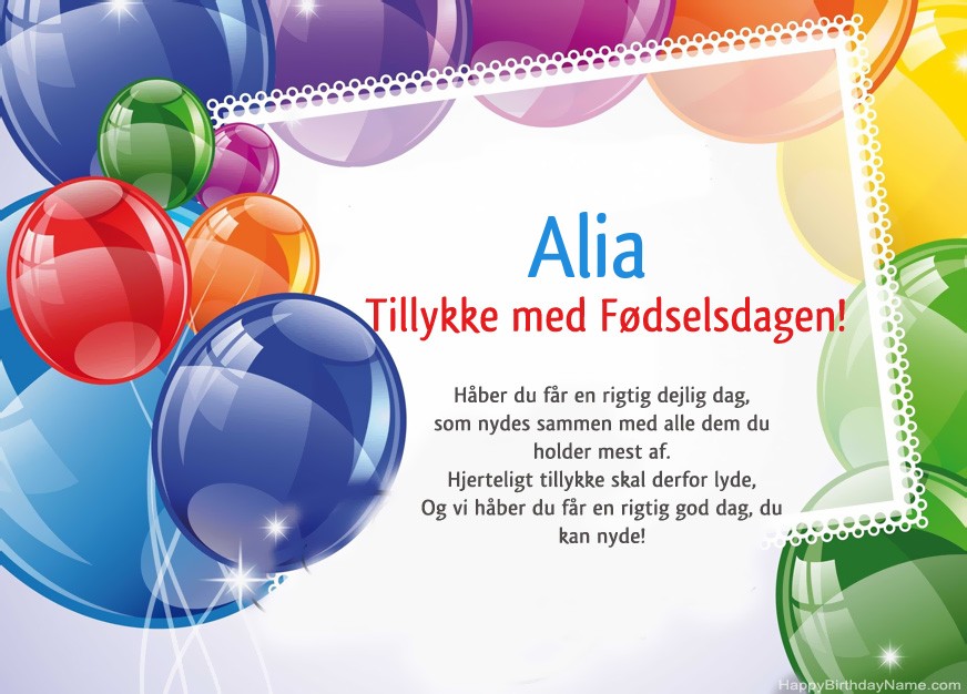 Tillykke med fødselsdagen Alia! Tillykke med fødselsdagen Alia!