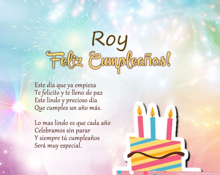 Feliz cumpleaños Roy en verso Feliz cumpleaños Roy en verso