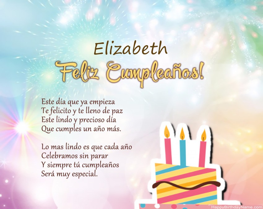 Feliz cumpleaños Elizabeth en verso Feliz cumpleaños Elizabeth en verso