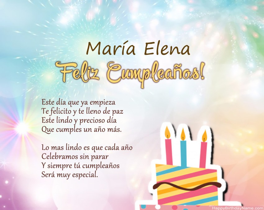 Feliz cumpleaños María Elena en verso