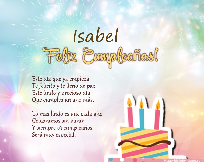 Feliz cumpleaños Isabel en verso