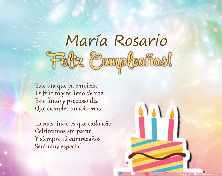Feliz cumpleaños María Rosario en verso
