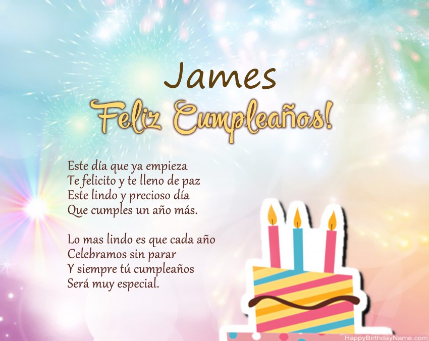 Feliz cumpleaños James en verso Feliz cumpleaños James en verso