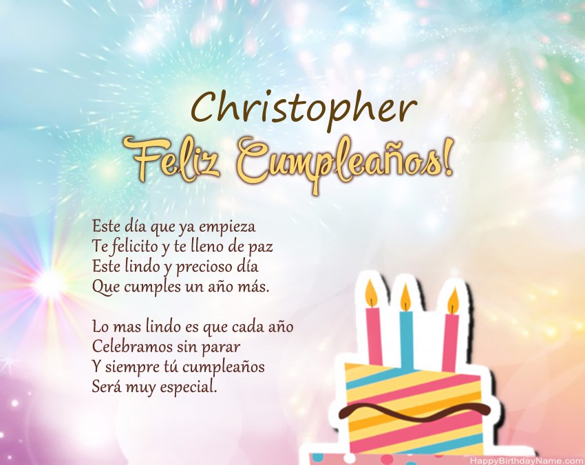 Feliz cumpleaños Christopher en verso Feliz cumpleaños Christopher en verso