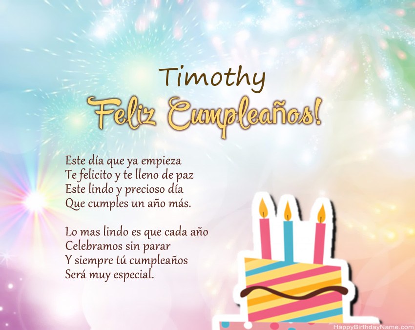 Feliz cumpleaños Timothy en verso