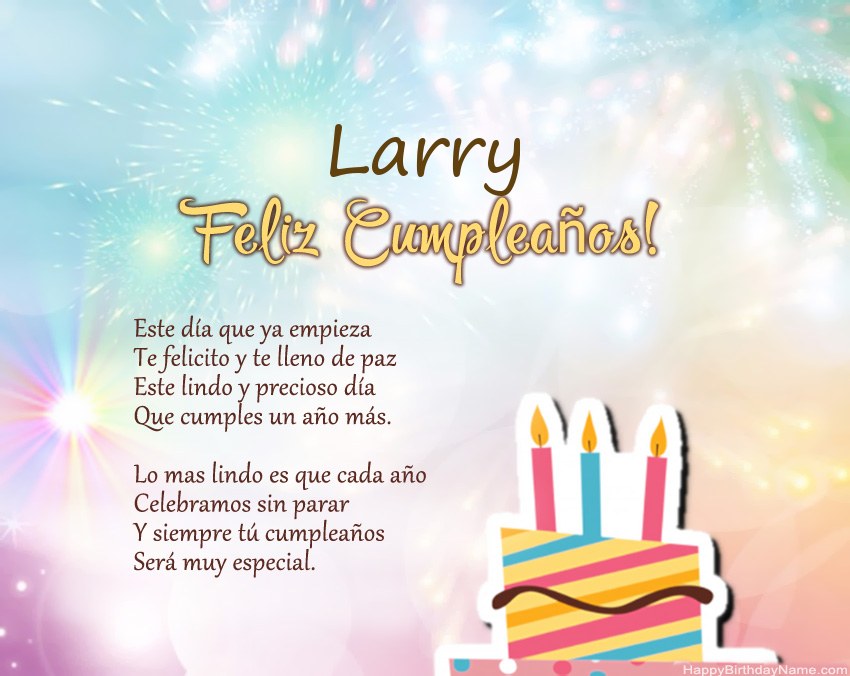 Feliz cumpleaños Larry en verso