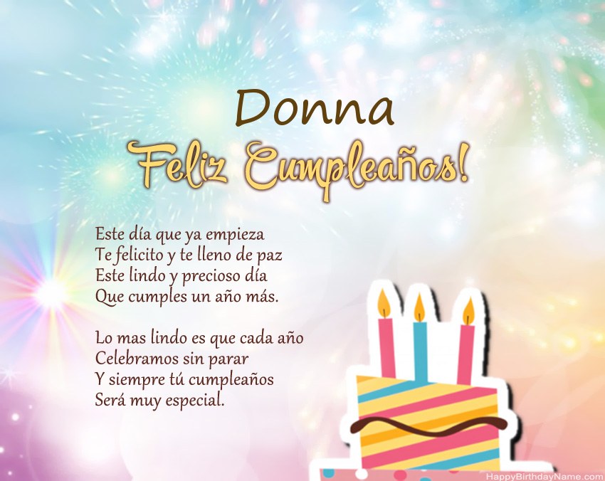 Feliz cumpleaños Donna en verso