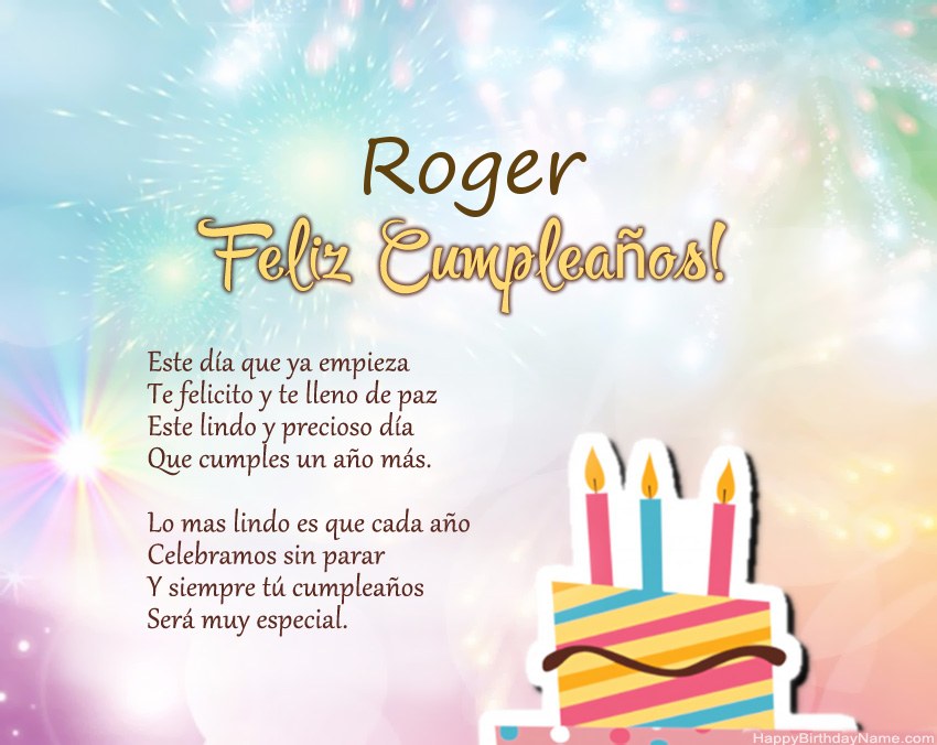 Feliz cumpleaños Roger en verso Feliz cumpleaños Roger en verso