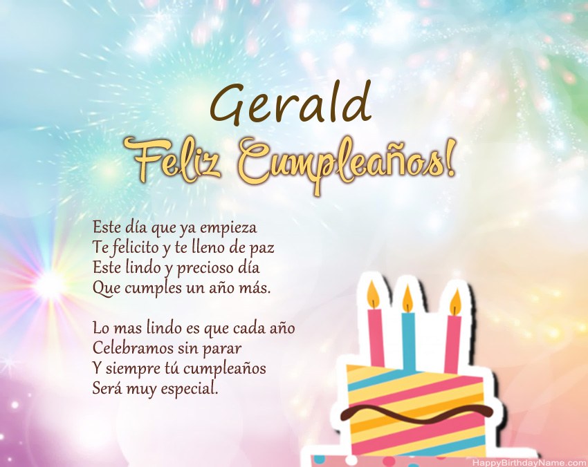 Feliz cumpleaños Gerald en verso Feliz cumpleaños Gerald en verso
