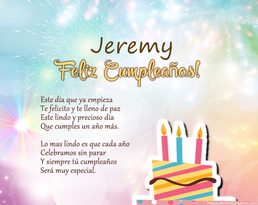 Feliz cumpleaños Jeremy en verso
