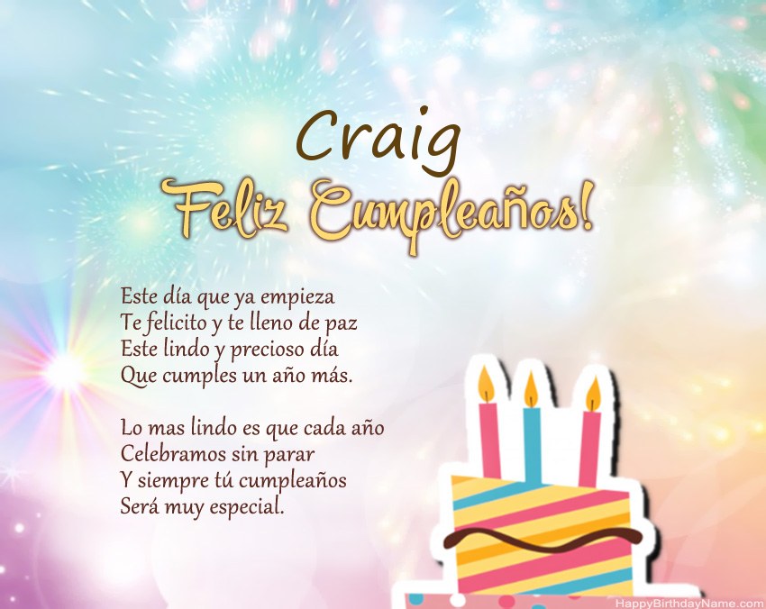 Feliz cumpleaños Craig en verso