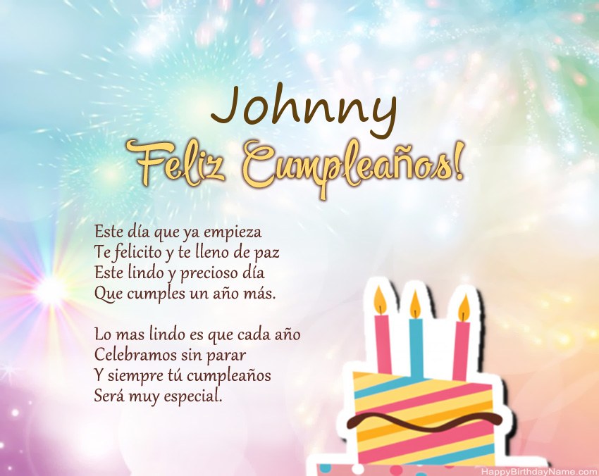 Feliz cumpleaños Johnny en verso