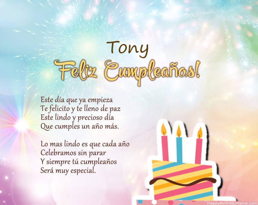 Feliz cumpleaños Tony en verso Feliz cumpleaños Tony en verso