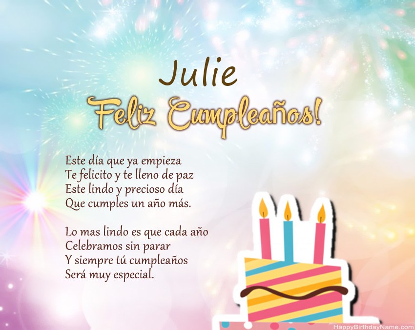 Feliz cumpleaños Julie en verso Feliz cumpleaños Julie en verso