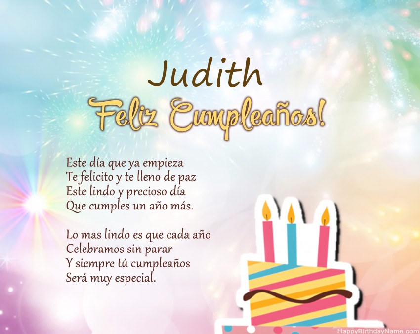 Feliz cumpleaños Judith en verso