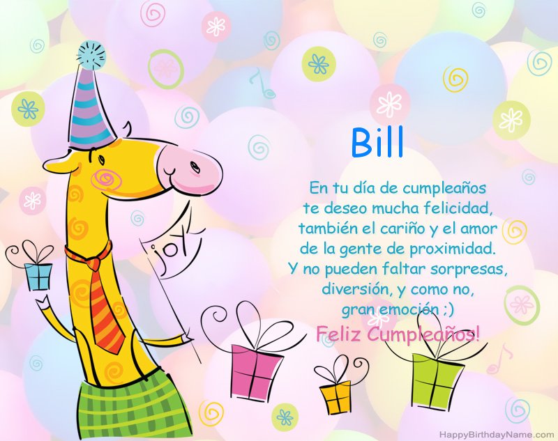 Felicitaciones de los niños por el feliz cumpleaños de Bill
