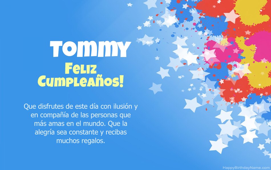 Felicitaciones por el cumpleaños de Tommy