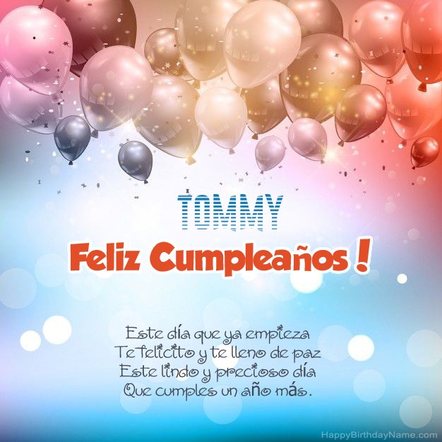 Poemas en cumpleaños para Tommy