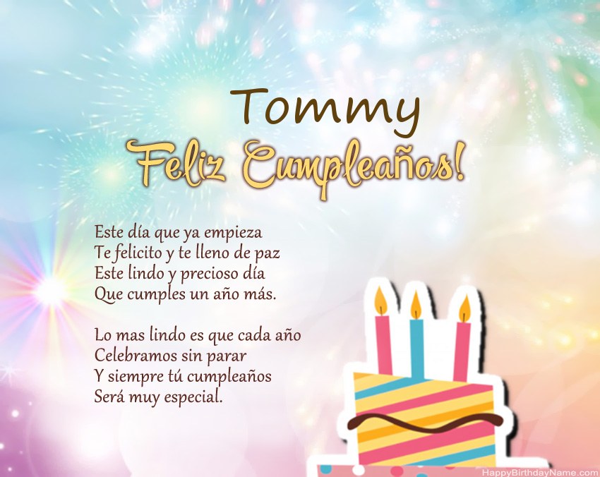 Feliz cumpleaños Tommy en verso
