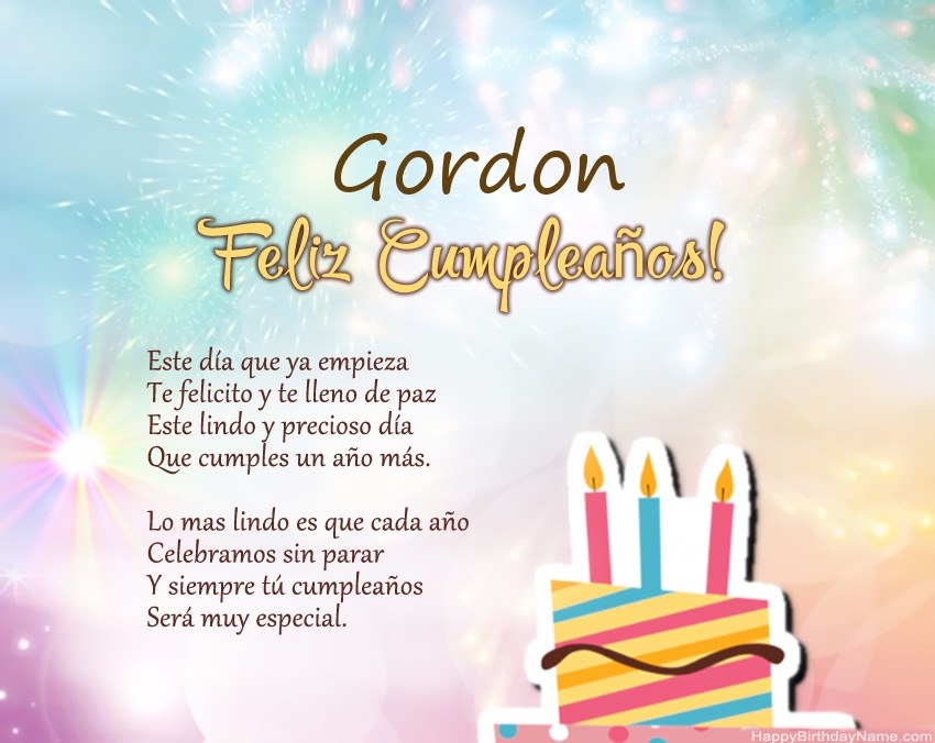 Feliz cumpleaños Gordon en verso