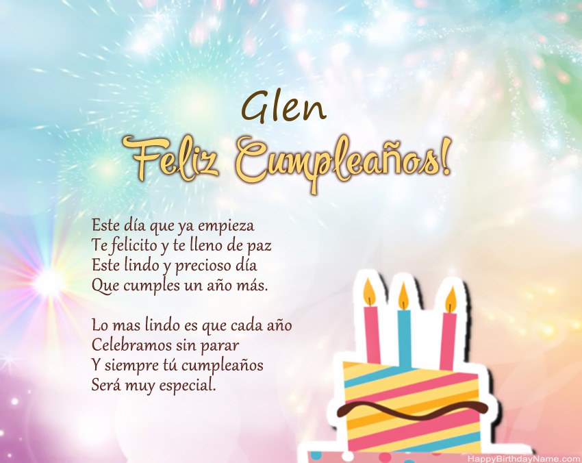 Feliz cumpleaños Glen en verso