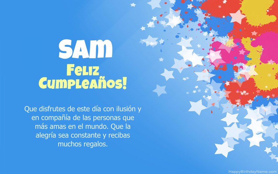 Felicitaciones por el cumpleaños de Sam Felicitaciones por el cumpleaños de Sam