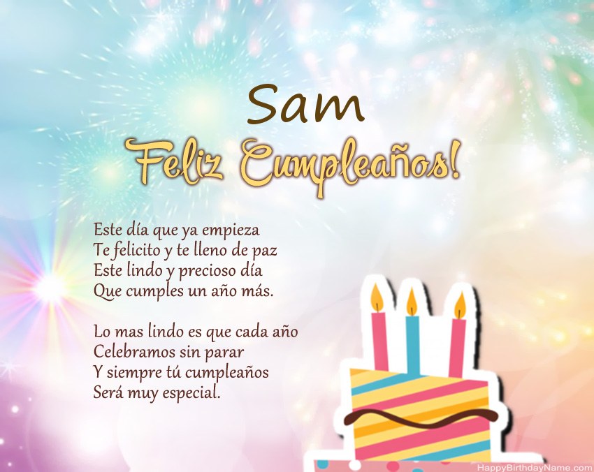 Feliz cumpleaños Sam en verso Feliz cumpleaños Sam en verso