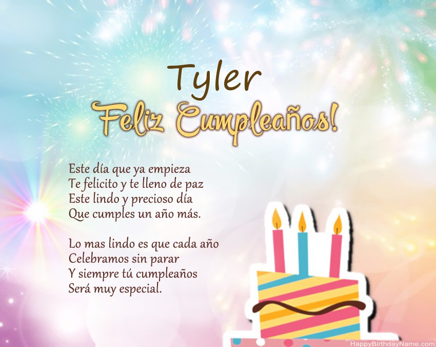 Feliz cumpleaños Tyler en verso