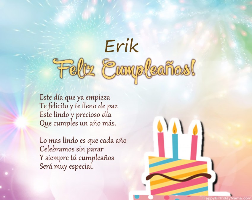 Feliz cumpleaños Erik en verso