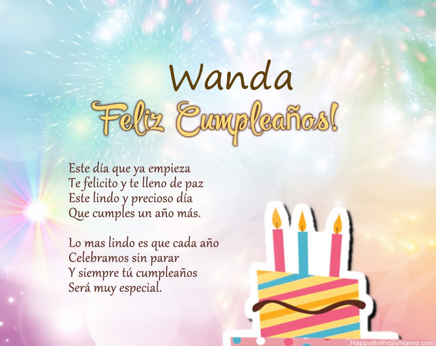 Feliz cumpleaños Wanda en verso Feliz cumpleaños Wanda en verso