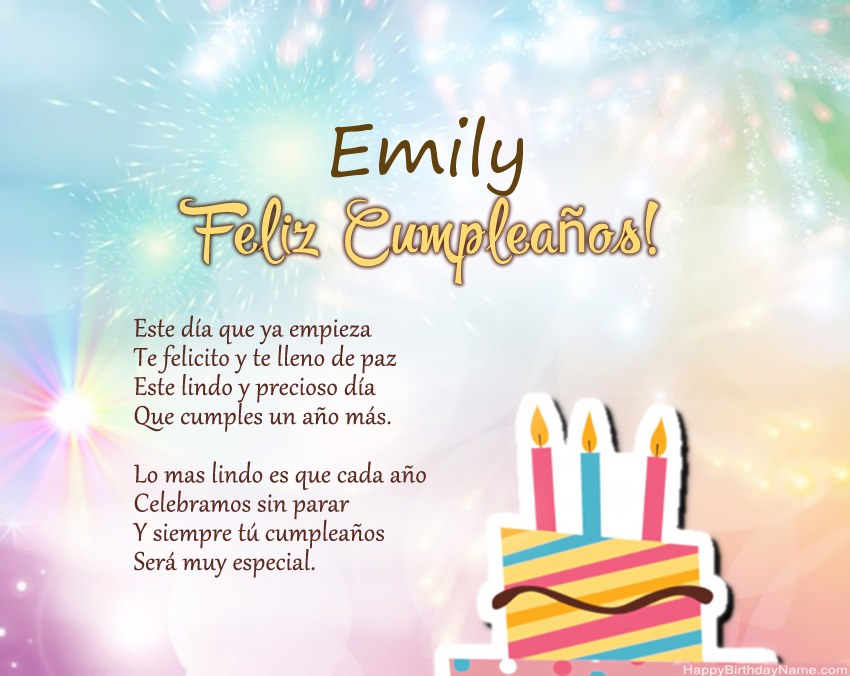 Feliz cumpleaños Emily en verso