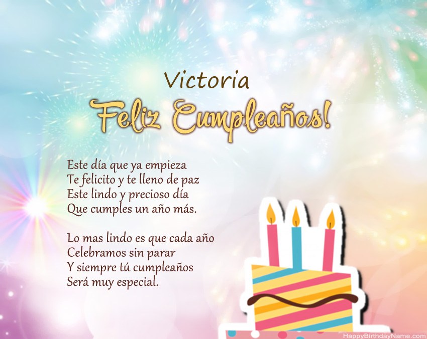 Feliz cumpleaños Victoria en verso