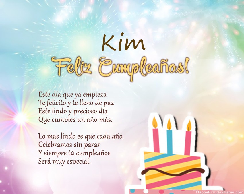 Feliz cumpleaños Kim en verso