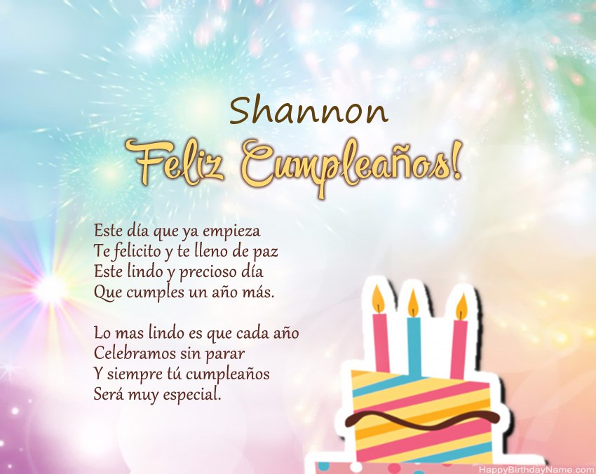 Feliz cumpleaños Shannon en verso Feliz cumpleaños Shannon en verso