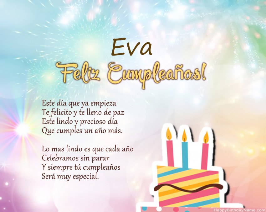 Feliz cumpleaños Eva en verso Feliz cumpleaños Eva en verso