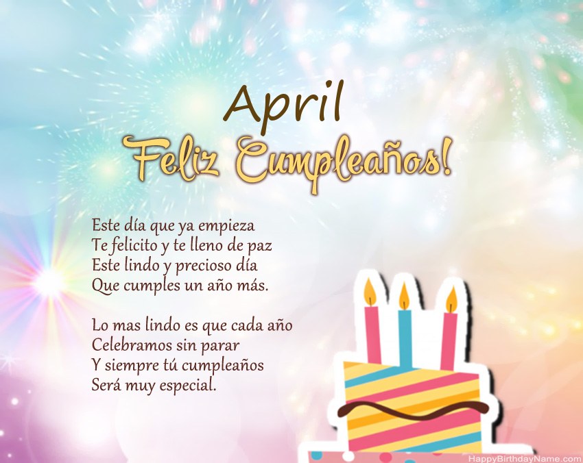 Feliz cumpleaños April en verso