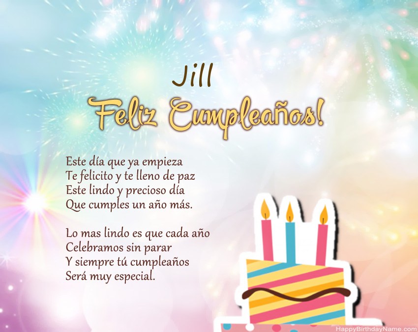Feliz cumpleaños Jill en verso