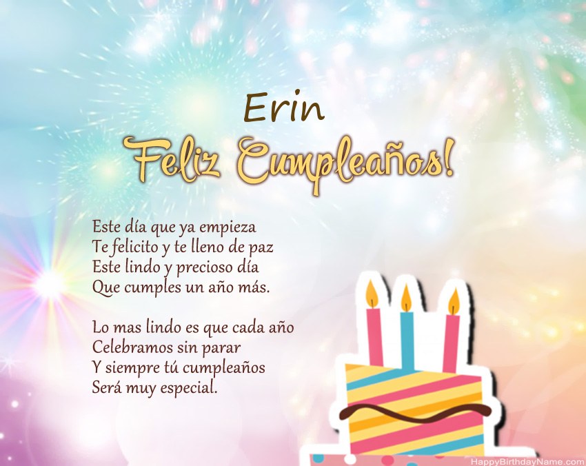 Feliz cumpleaños Erin en verso