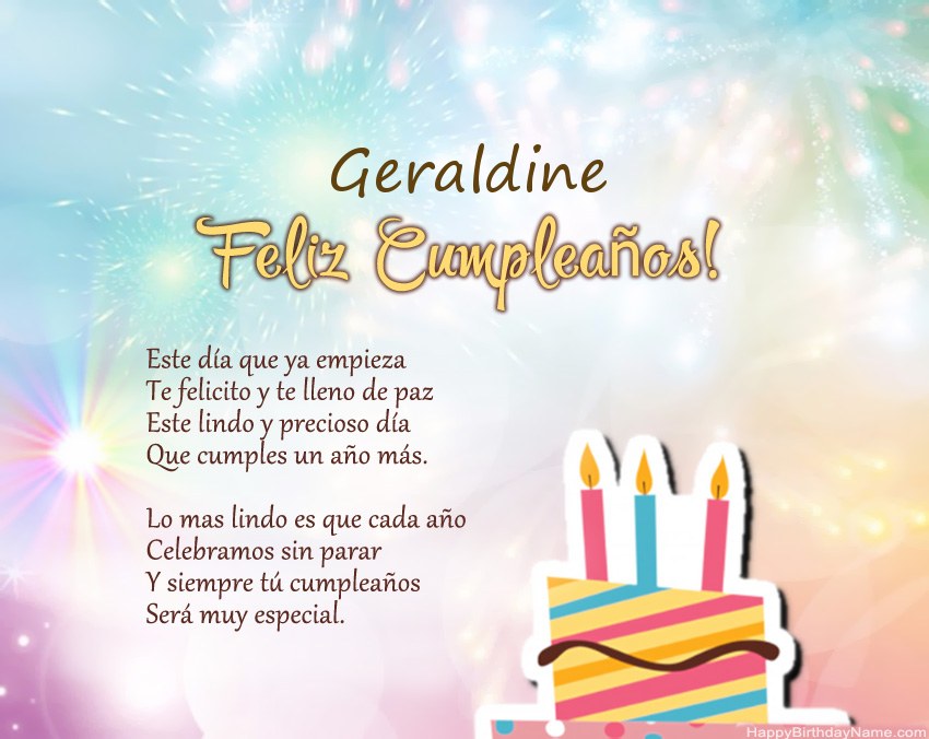 Feliz cumpleaños Geraldine en verso