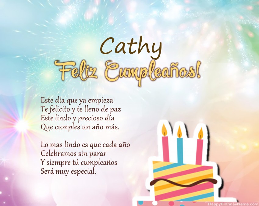 Feliz cumpleaños Cathy en verso