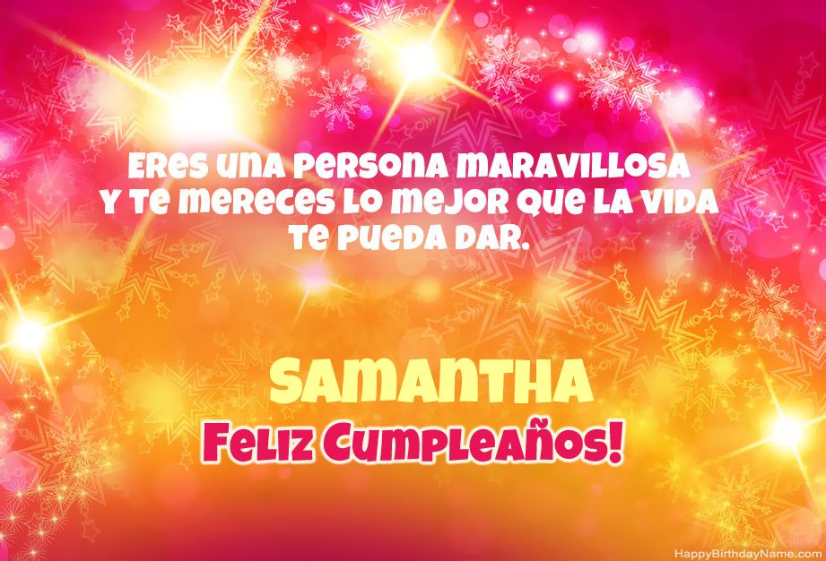 Enhorabuena por el feliz cumpleaños de Samantha