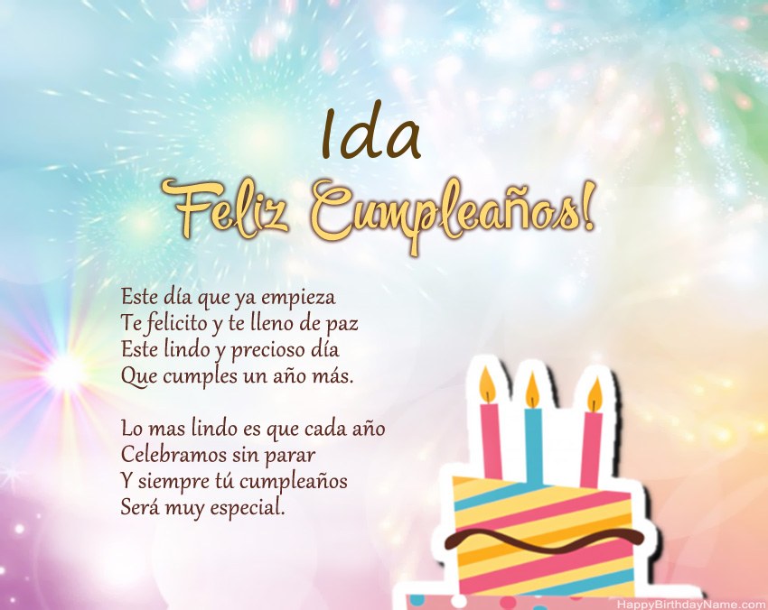 Feliz cumpleaños Ida en verso Feliz cumpleaños Ida en verso